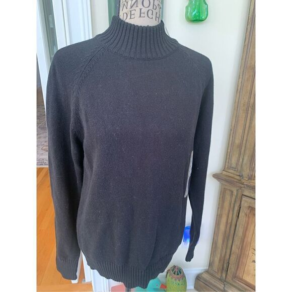 Jeanne Pierre Sweater Women Black  Cotton Turtleneck Pullover NWT - Picture 1 of 6